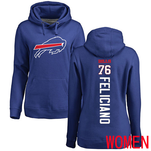 NFL Women Buffalo Bills #76 Jon Feliciano Royal Blue Backer Pullover Hoodie Sweatshirt->women nfl jersey->Women Jersey